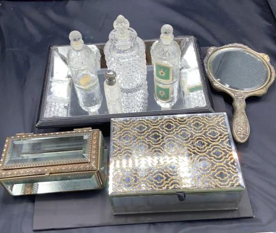 A Group of Vanity Items Approximately 8 items.  Tray is (1 of 8)