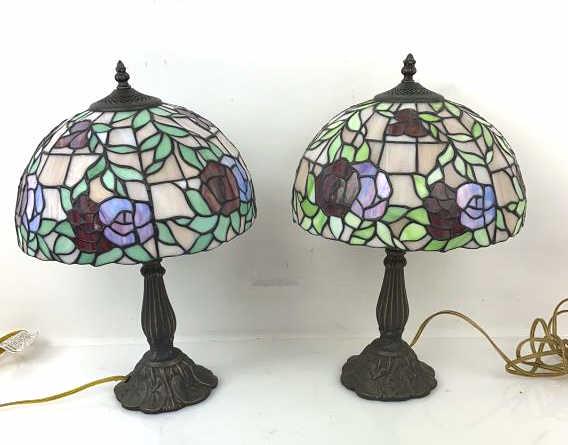 2 Tiffany Style Table Lamps Tallest is 18 1/2" (1 of 3)