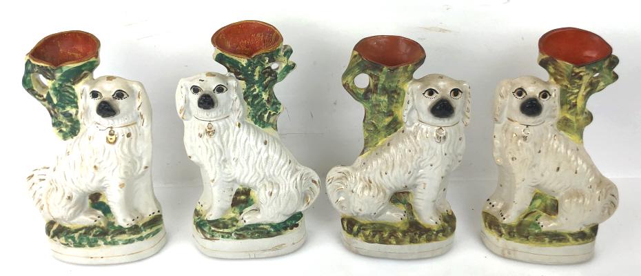 Two Prs. Staffordshire Dog Vases 13.5"(H)  Condition, (1 of 6)