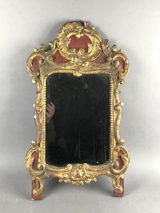 Rococo Style Gilt Wood Mirror. 29"h x 17 1/4"w. (1 of 4)