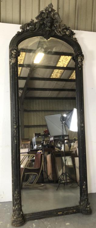 Victorian Hall Pier Mirror. Black paint over gilt with (1 of 7)