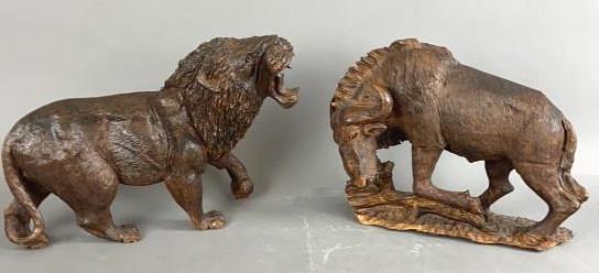 2 Wood carved African Animals Tiger is 11"h x 16"w (1 of 11)
