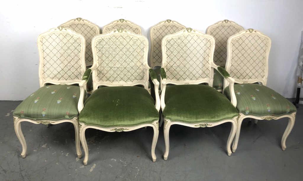 8 Louis XV Style Painted & Caned Dining Chairs. (1 of 6)