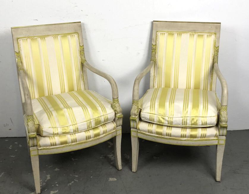 A Pair of Directoire Style Painted Fauteuils. 36 3/4"h (1 of 3)