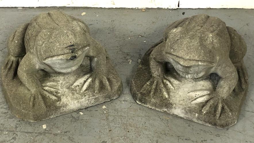 A Pair of Portland Cement Frogs 9"h x 10 1/2w" x  13 (1 of 3)