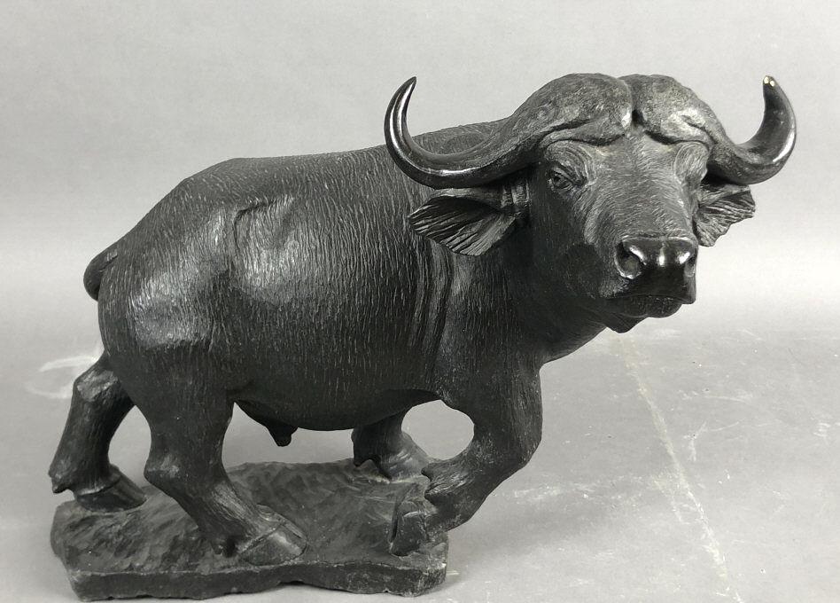 A Carved Stone Water Buffalo Signed T. Maisiri. 15 (1 of 4)