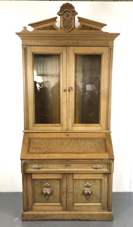 Victorian Walnut Slant Front Book Case 94"h x 40 1/2"w (1 of 6)