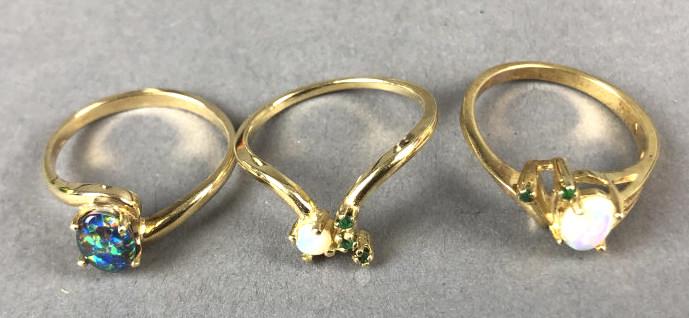A Group of Three 14K Gold Rings Comprising of two opal (1 of 2)