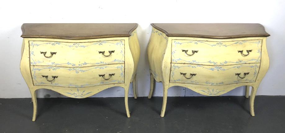 A Pair of Louis XV 2 Drawer Painted Commodes. 32"h x (1 of 5)