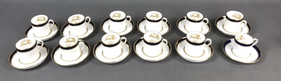 Group of Spode Porcelain Demitase Cups / Saucers 11: 11 cups and saucers. 1 cup and saucer are smaller & retailed by Tiffany. Condition, good