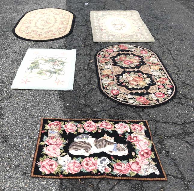 A Group of 5 Hooked Rugs Largest is  5' x 3' Condition, (1 of 11)