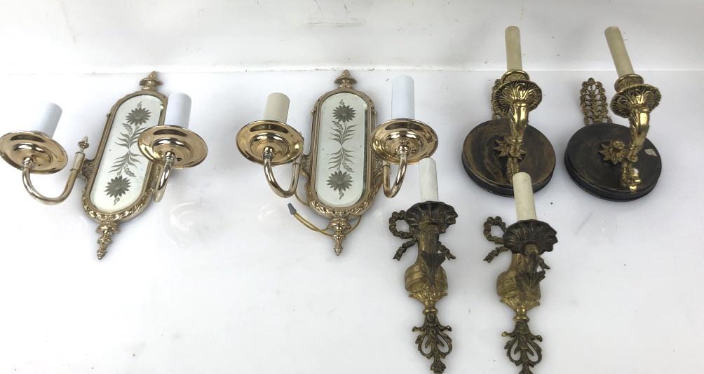 3 Pairs of Sconces Including a pair of silverplated (1 of 7)