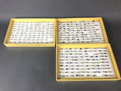 3 Boxes of Costume Jewelry Rings: Approximately 290 rings. Condition, like new