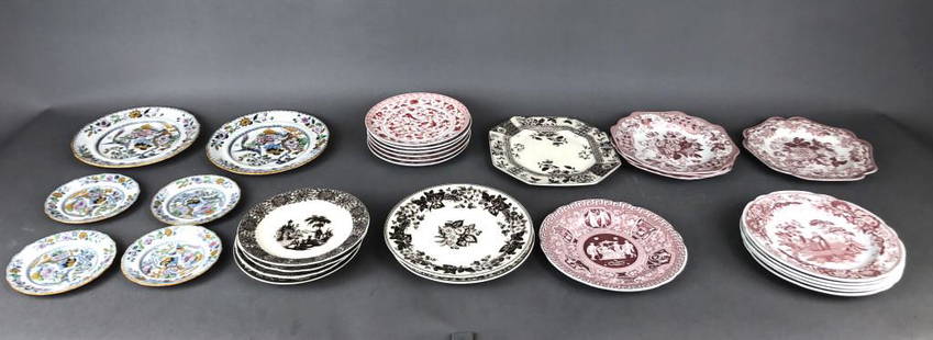 A Group of Transfer-ware and Other Plates.: Largest is 10 1/2" diameter. Approximately 28 pieces. Condition, light wear