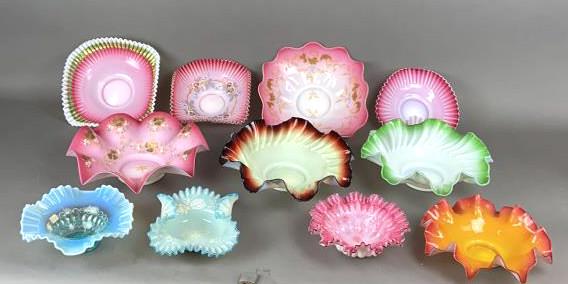 A Group of Scalloped Ribbed Glass Bowls. (1 of 9)