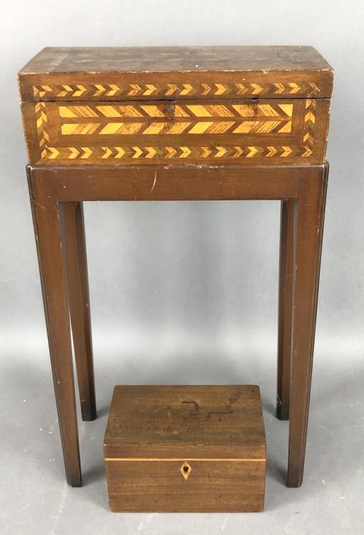 19th Century Inlaid Mahogany Box on Later Stand (1 of 8)