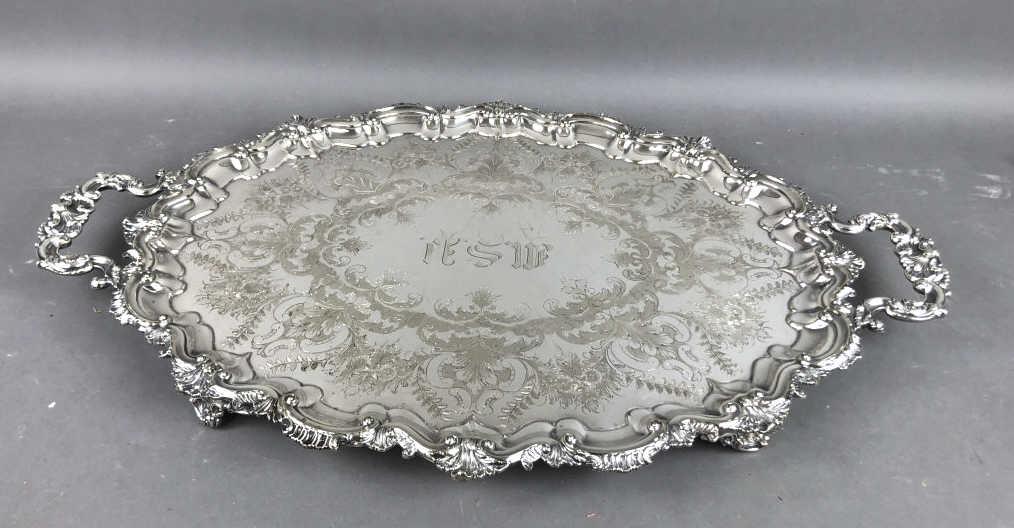 Highly Ornate Footed  Silver Plate Tray (1 of 5)