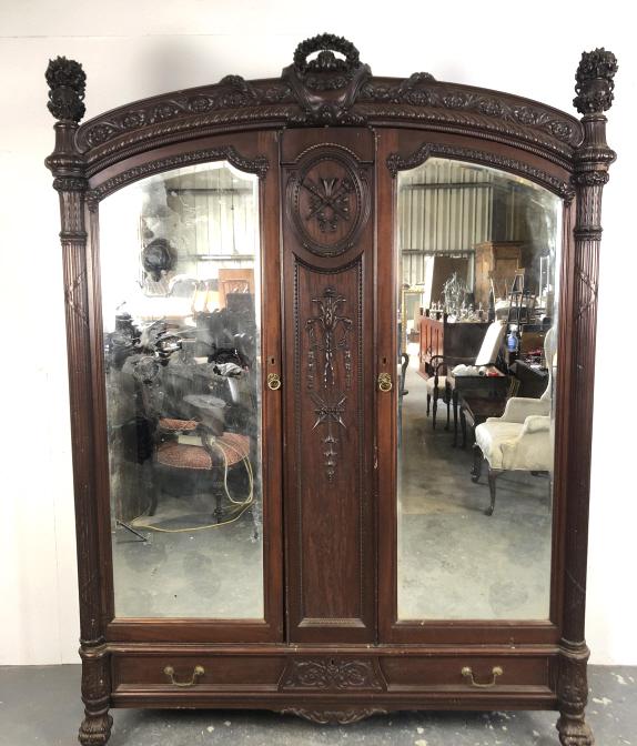 Neoclassical Style Mahogany 2 Door Armoire (1 of 6)