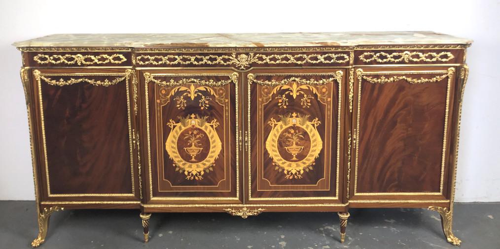Louis XVl Style Mahogany Inlay Breakfront Cabinet (1 of 9)