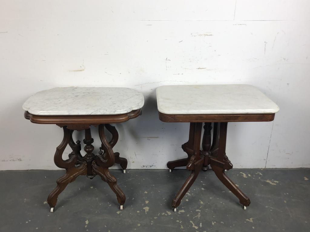 Two Victorian Marble Top Side Tables. (1 of 7)