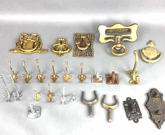 Group of Door Knockers, Hooks, Letter Box Cover. (1 of 7)