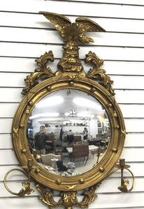 Federal Style Gilt Wood Convex Eagle Mirror