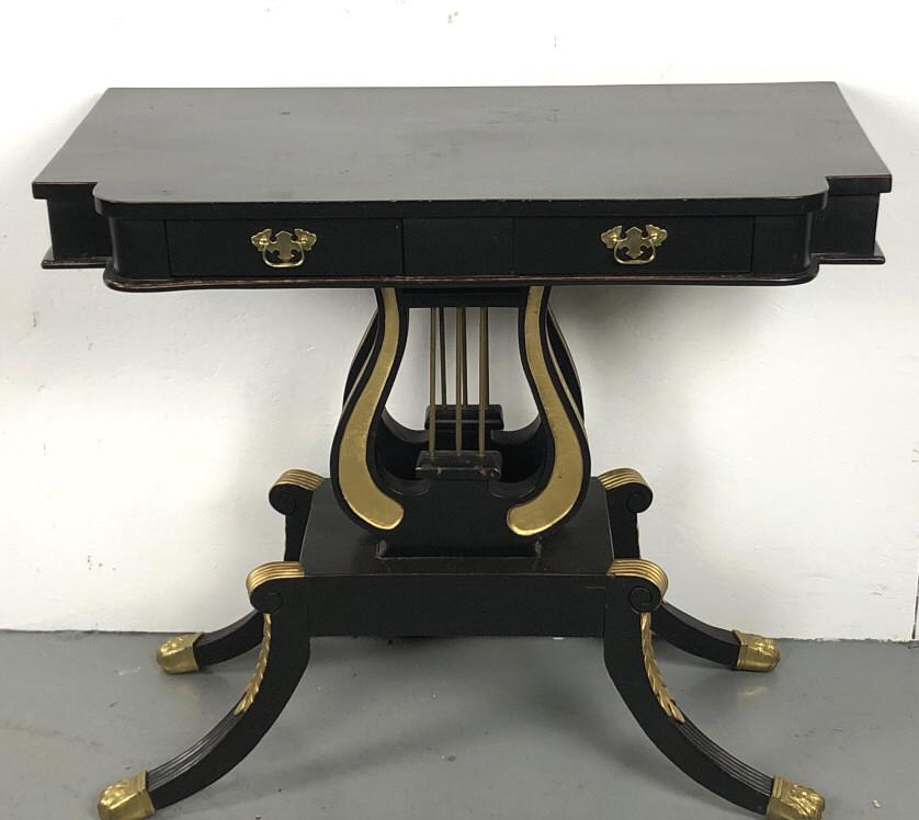 Regency Style Ebonized 2 Drawer Side Table (1 of 6)