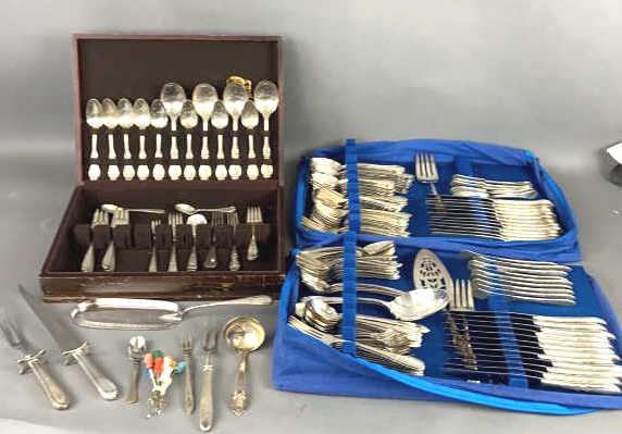 A Large Lot of Silver Plate Flatware Approximately 237 pieces. Community plate has approx. 93 pieces (1 of 7)