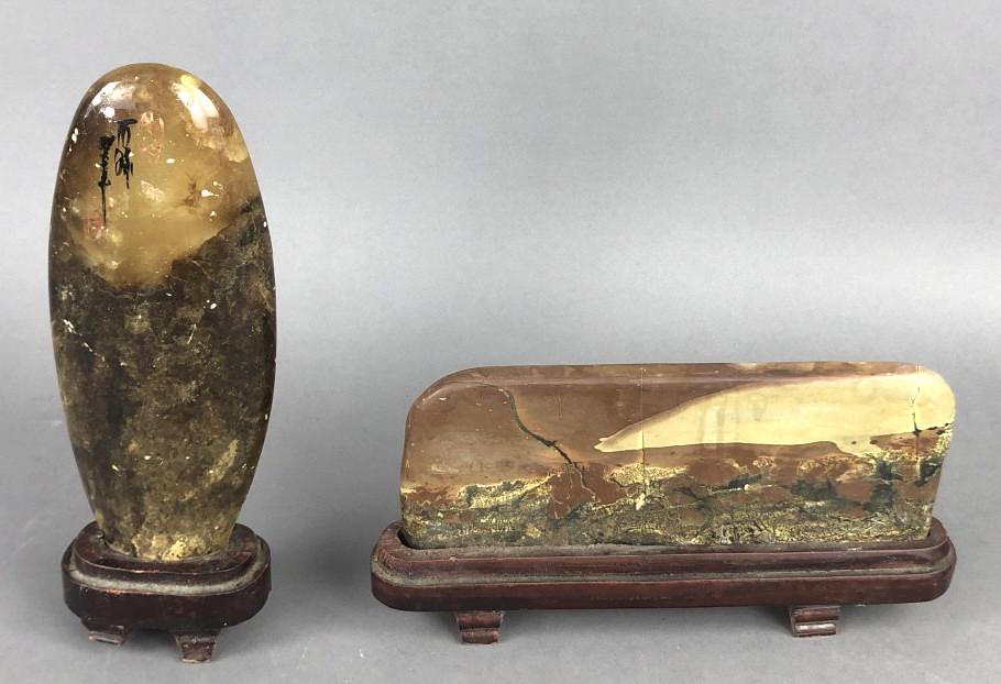 2 Mounted Stone Specimens Tallest is 10 1/4" Condition, some chips and natural faults. Some wooden (1 of 8)