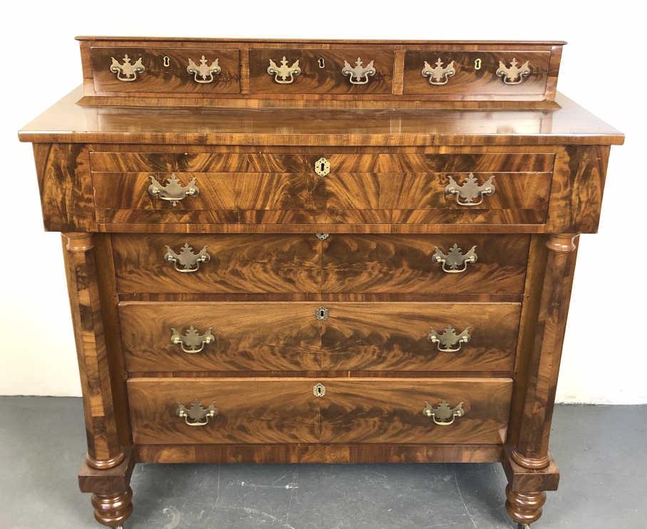 Empire Style Mahogany 7 Drawer Chest 46 1/4"h x 43 1/2"w x 21 1/4"d Condition, some minor chips and (1 of 8)
