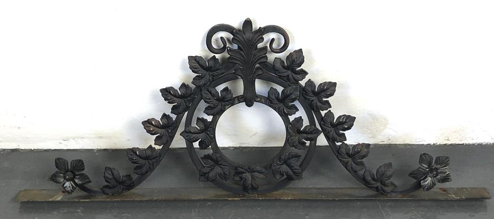 Set of 4 Floral Metal Decorations 15 1/2"h x 38 3/4"w Condition, some bent metal, some rust, paint (1 of 5)