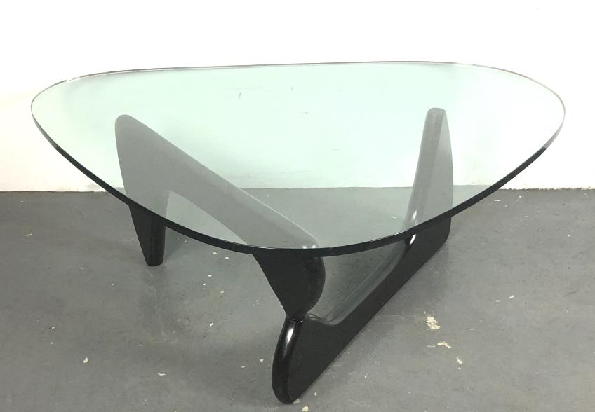 Noguchi Style Black Lacquer Glass Cocktail Table 16 1/2"h x 50"w x 35 1/2"d. Some scratches and (1 of 4)