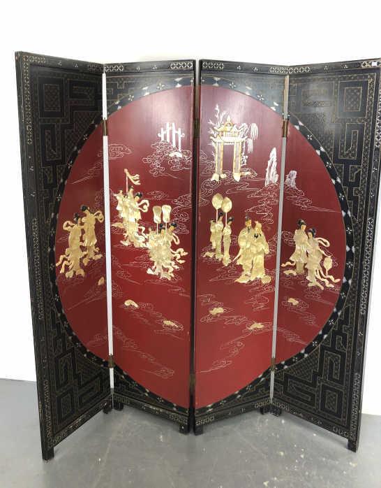 Asian Lacquered Figural Screen (1 of 7)