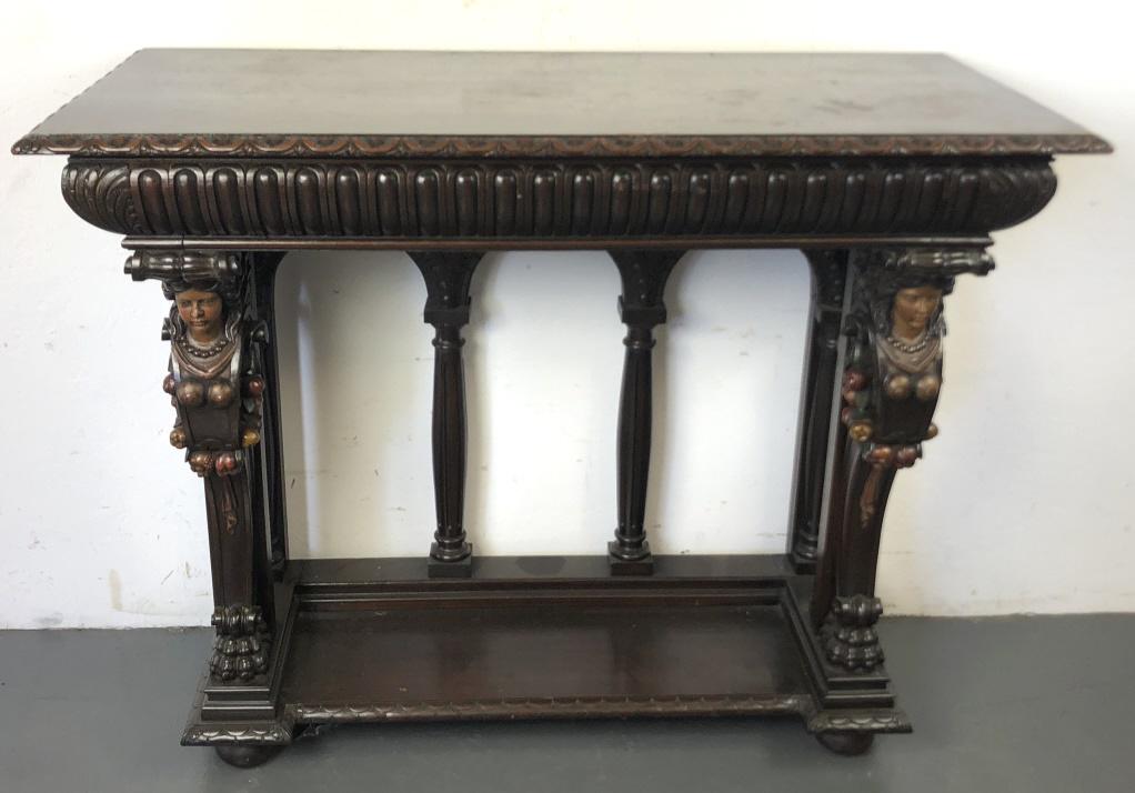 Highly Carved Walnut Figural Console (1 of 6)