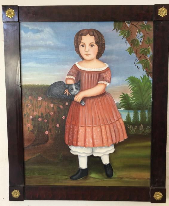 American Primitive Style Painting of Girl (1 of 3)