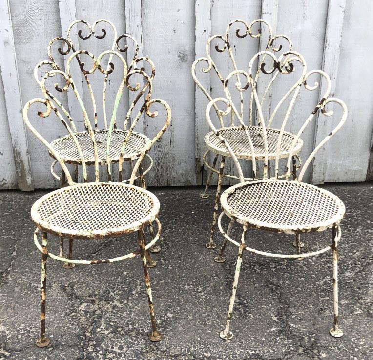 A Set of 4 Wrought Iron Fan Back Side Chairs (1 of 4)