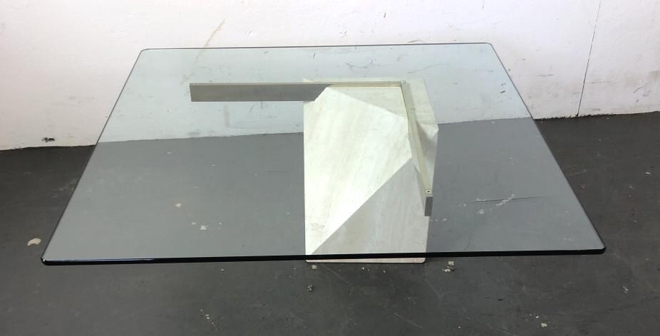 Contemporary Stone Veneer & Glass Low Table (1 of 6)