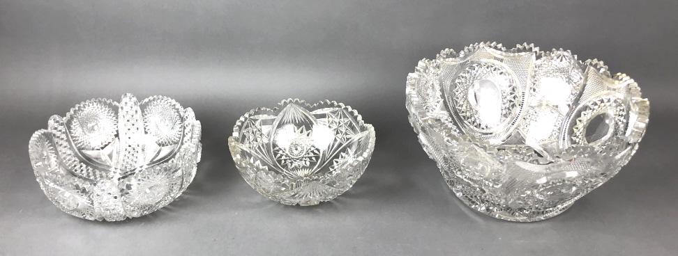 Group Of 3 Cut Crystal Bowls (1 of 9)