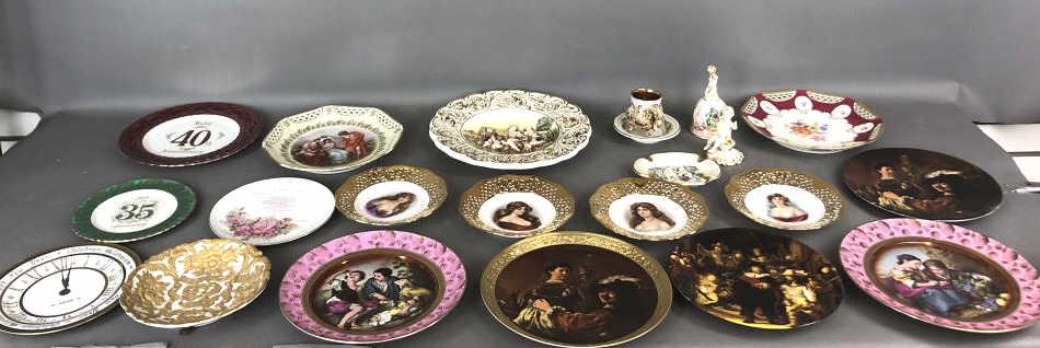 Group of Porcelain Plates & Other Items: Including Capodimonte, Bavarian China, etc. Apx 20 items Condition, some rubbed gilt.