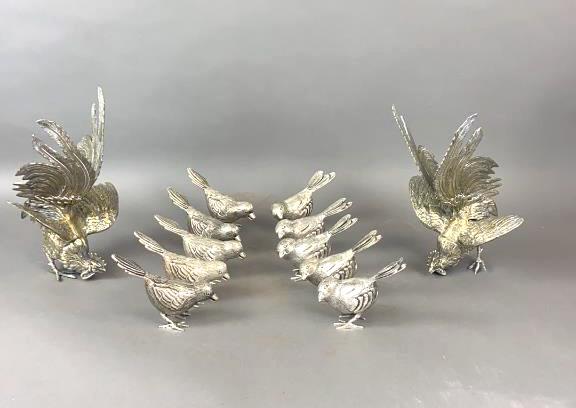 A Pair of Silver Plated Roosters (1 of 8)