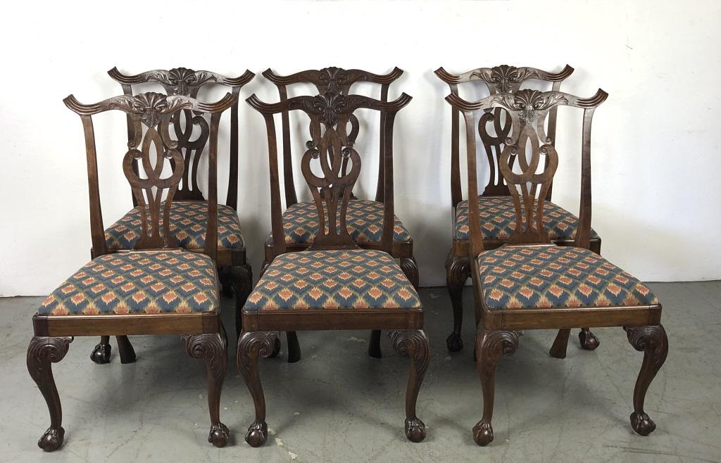 Set of 6 Chippendale Style Mahogany Dining Chairs (1 of 4)