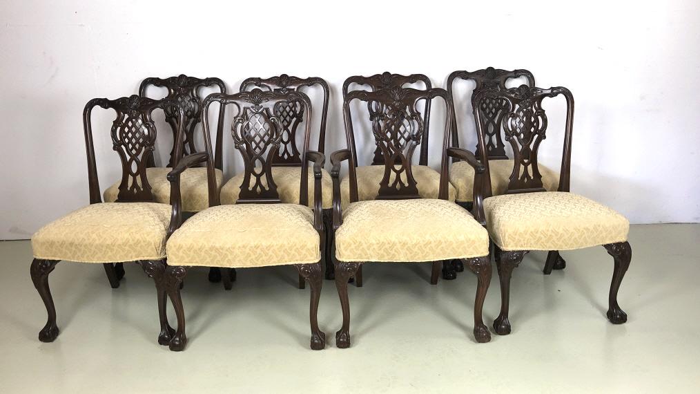 8 Chippendale Style Mahogany Dining Chairs (1 of 8)