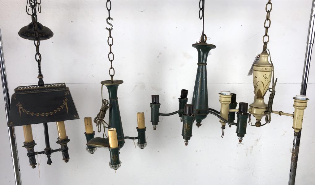 A Group of 4 Tole Metal Chandeliers (1 of 6)