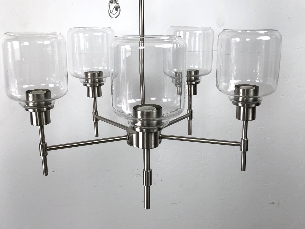 Chrome & Glass 5 Light Chandelier (1 of 4)