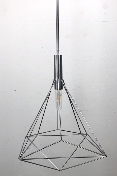 Mid Century Modern Style Hanging Light: 24"h x 19 1/2" diam. Condition, like new, untested