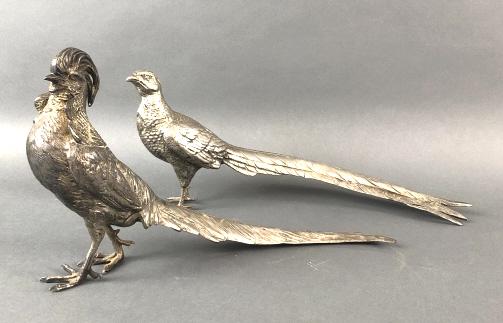 Set of 2 Silver Plated Pheasants (1 of 5)
