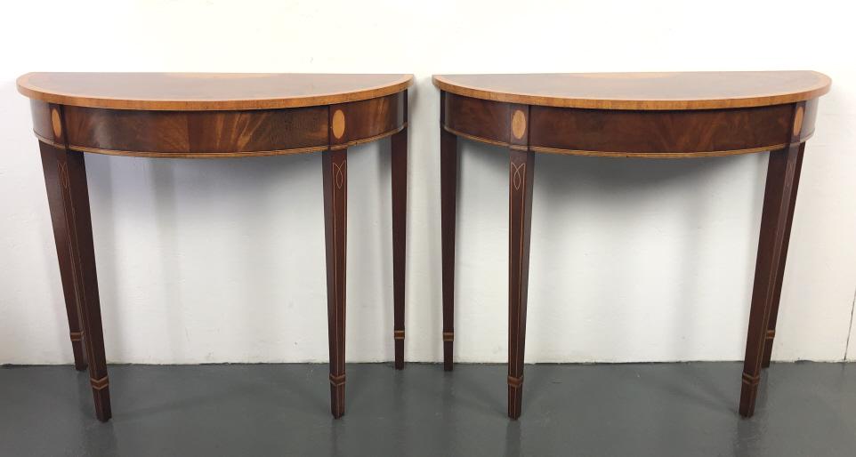 A Pair of Inlay Demilune Tables (1 of 11)