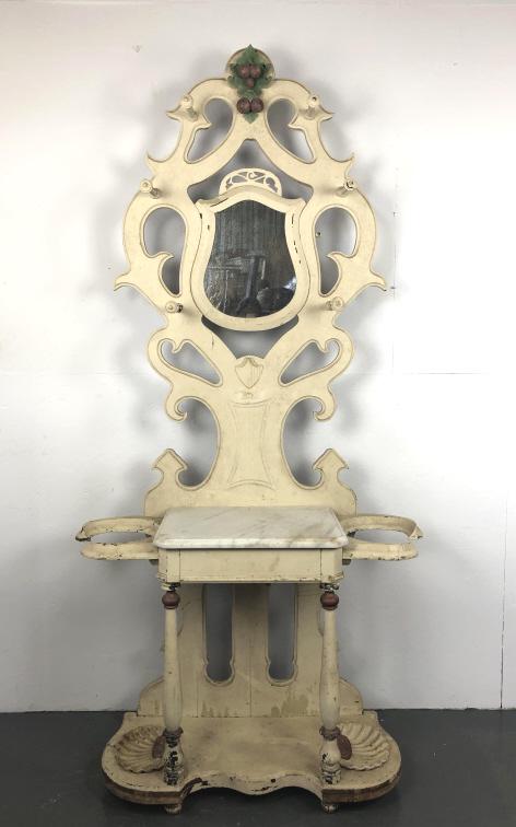 Victorian Painted Marble Top Hall Tree (1 of 13)