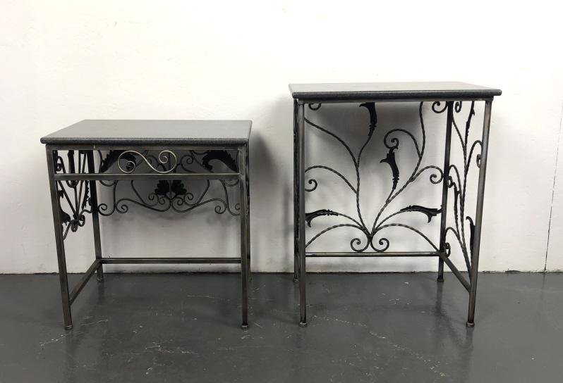 2 Metal and Stone Top Side Tables (1 of 7)