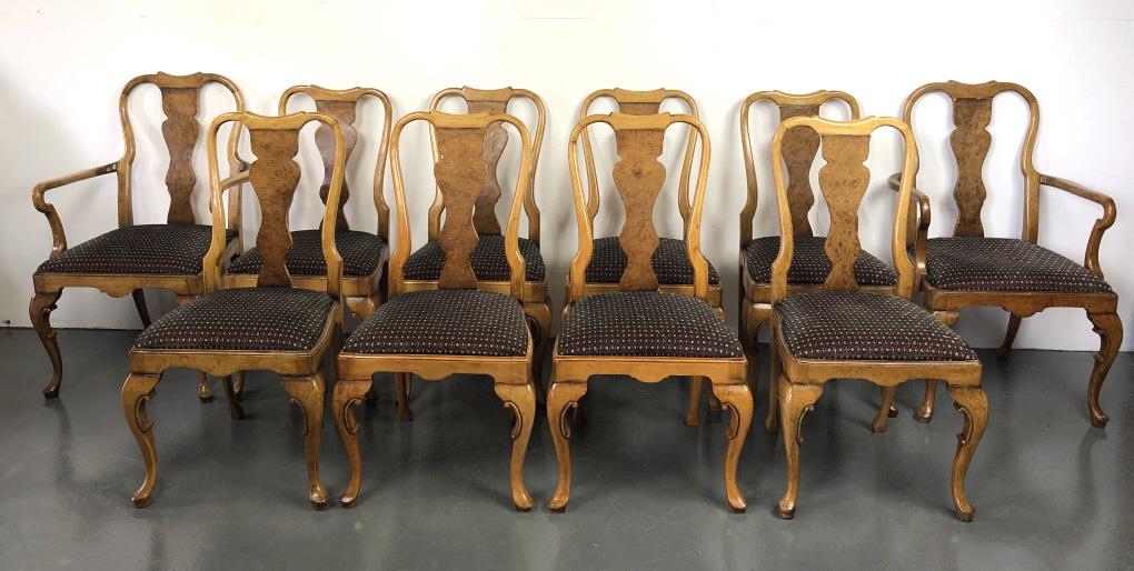 A Set of 10 Walnut Queen Anne Style Chairs (1 of 9)